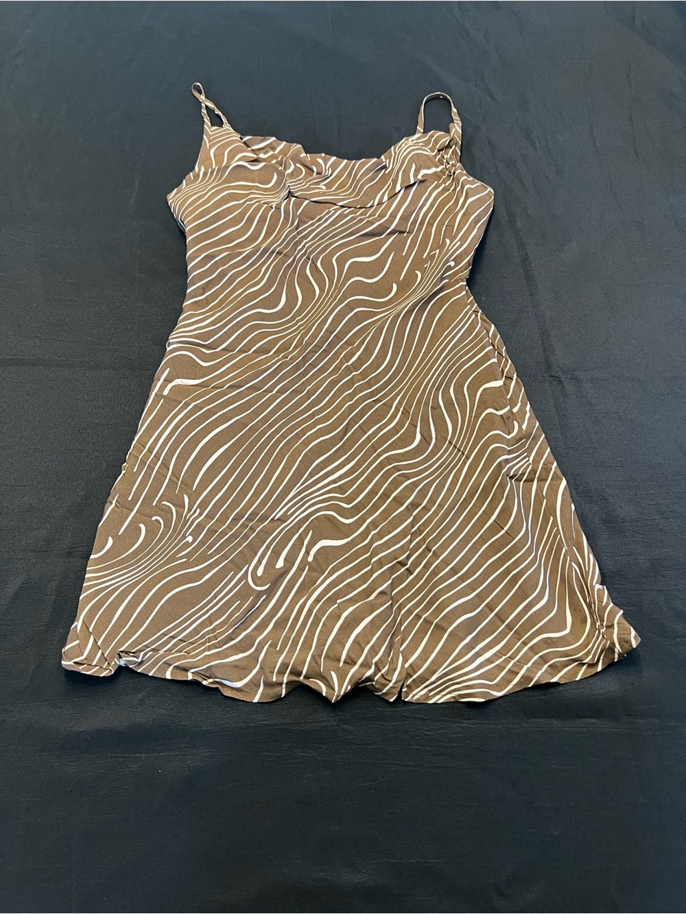 Charlie Holiday Retro Zebra Lola Mini Slip Dress Lined Zip Scoop Neck Size L NWT